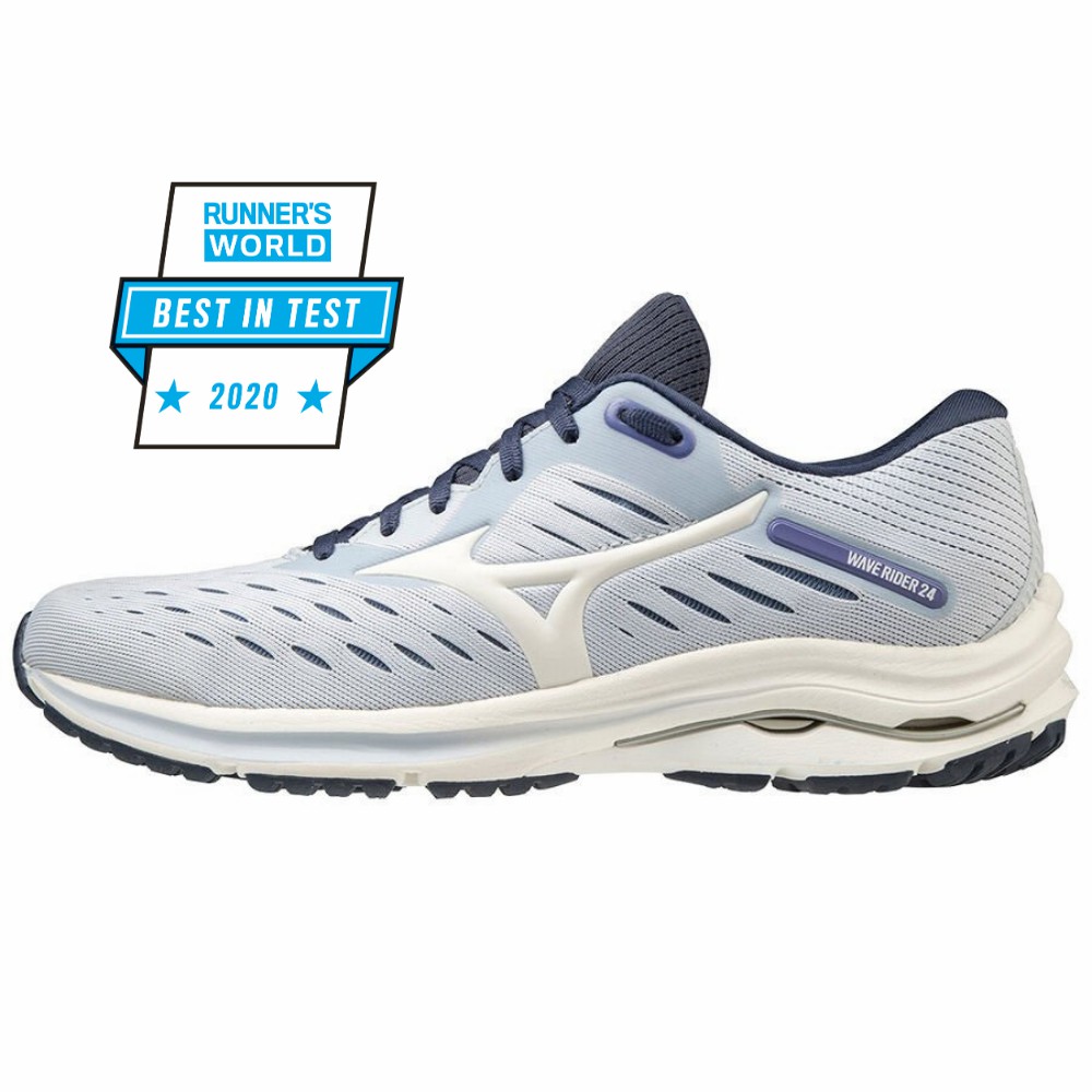 Sapatilhas Running Mizuno Wave Rider 24 - Mulher - Branco/Azul Anil - XOCPG5640